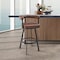 Armen Living Nolagam Swivel Counter Stool in Black Metal with Brown Faux Leather 840254335578 - alternate 6